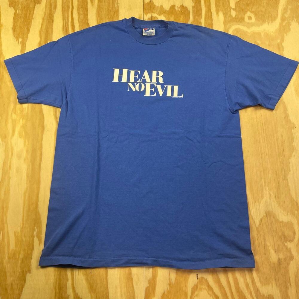 Vintage 1993 “Hear No Evil” Horror Movie Promo T-Shirt – Blue – Men’s XL